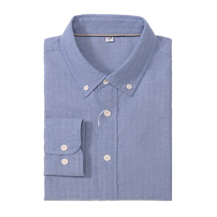 Casual Shirt Herringbone Button-Down Shirt