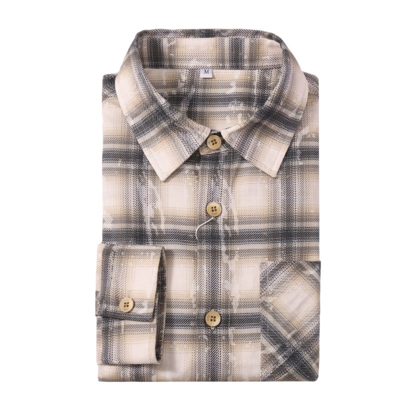 Casual Shirt Rugged Beige Flannel Shirt